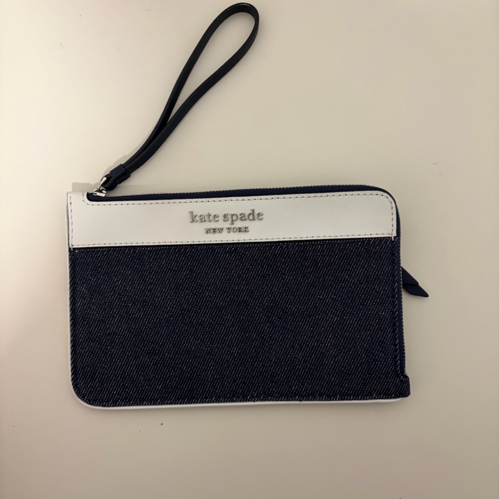 Kate Spade Denim and White Wristlet